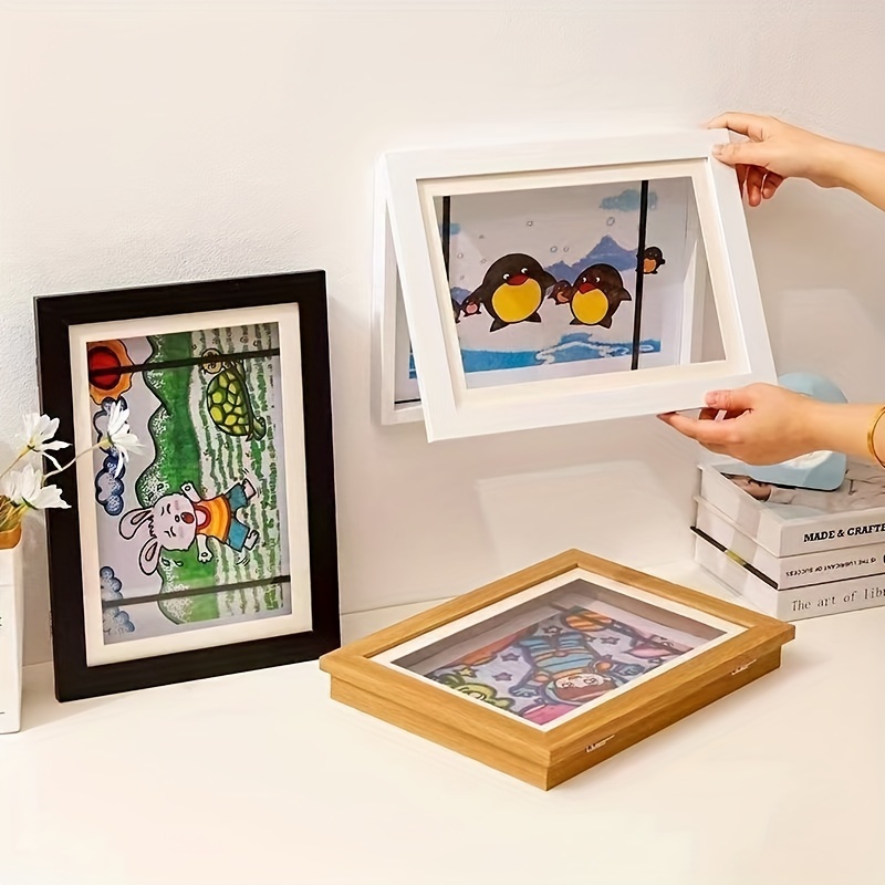 

1pc Artistic Display Frame For Certificates, Paintings & Graffiti - Replaceable Sketch Flip Holder