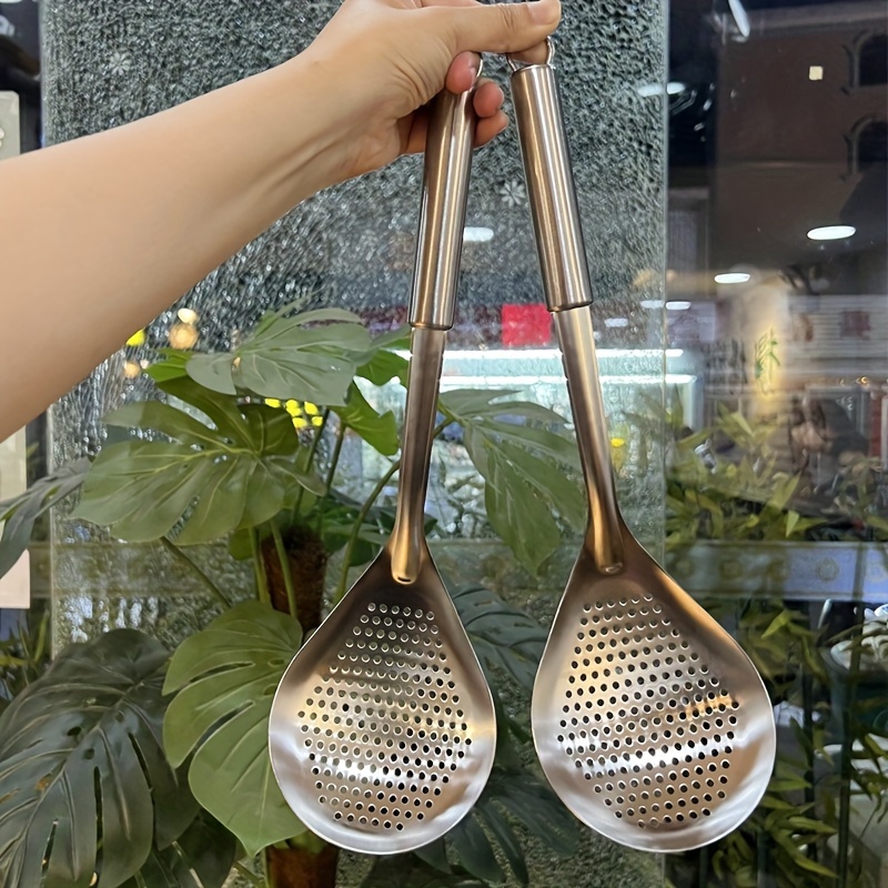 

Stainless Steel Colander For Kitchen Use: Large, Perforated Spoon For Straining Oil, Noodles, And Dumplings