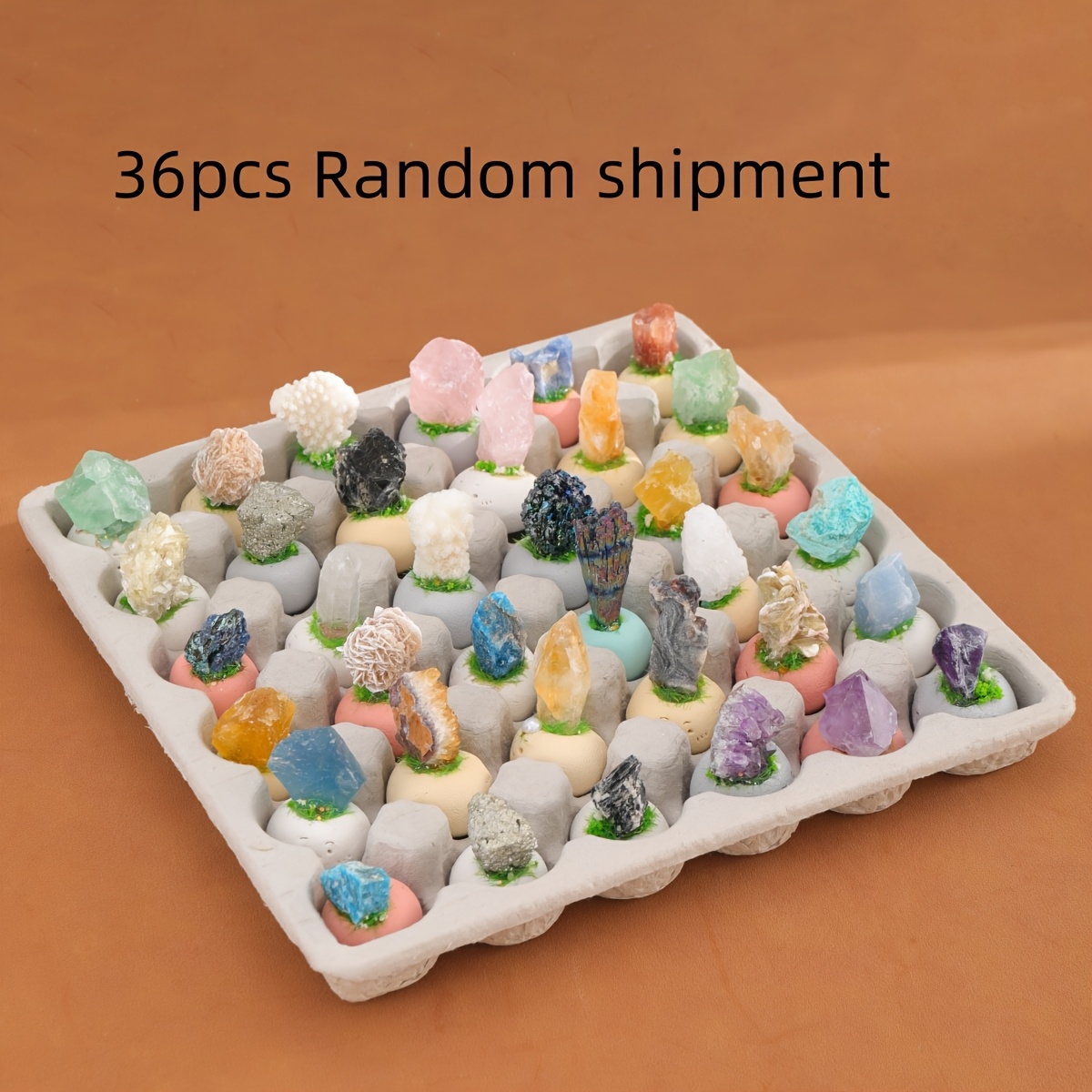3/6/9/12/24/36pcs Random Natural Crystal Tiny Bean Raw Stones