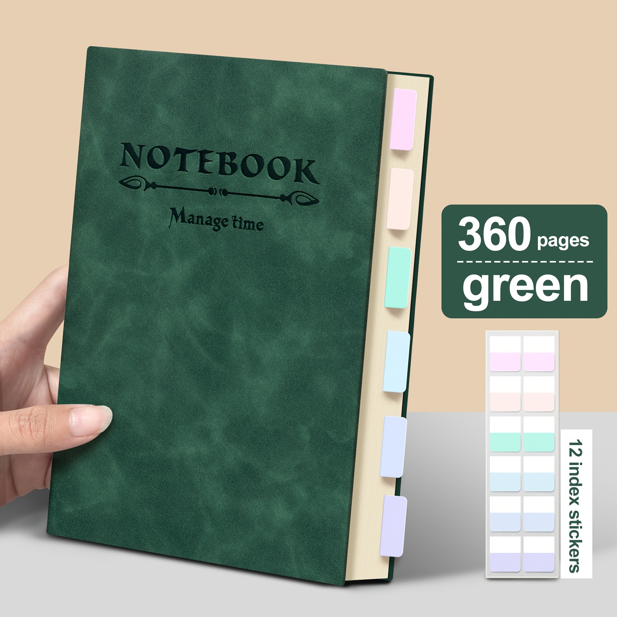 E-shop A5 Super Dickes Kunstleder Business Notizbuch, Notizbuch Retro Easy College Student Tagebuch, Dünne 120 Seiten, Dicke 360 Seiten, mit 12