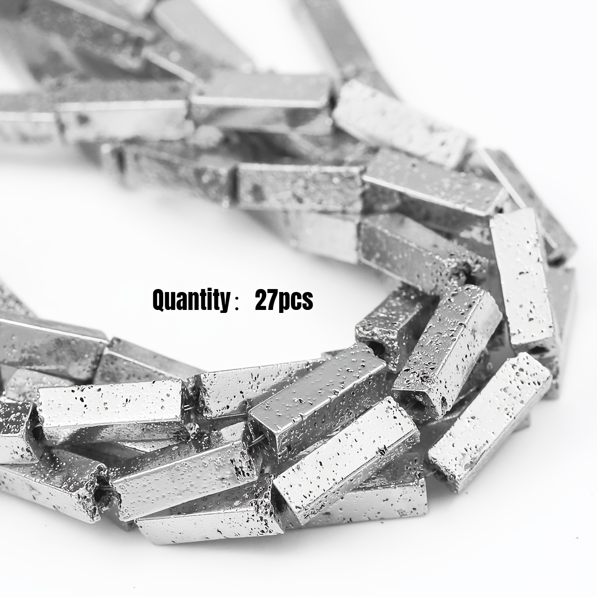 27pcs Sparkly Multicolor Rectangular Stone Spacer Beads