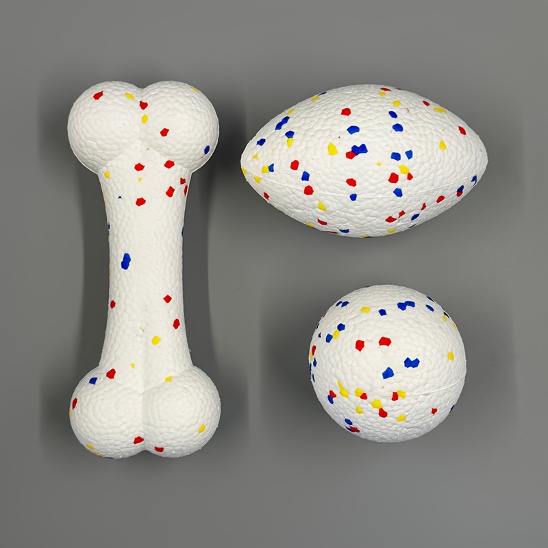 Image of -piece Dog Toy Set Made Of Etpu Material, Including A Large Bone, A Football, And An Extra-large Ball, Without Battery