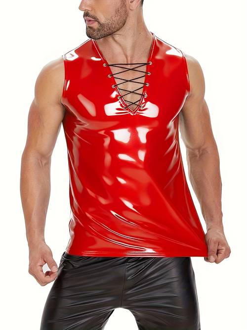 heren glanzende tanktop verstelbare t-shirts mouwloos mannelijk hoge elasticiteit shaping vest