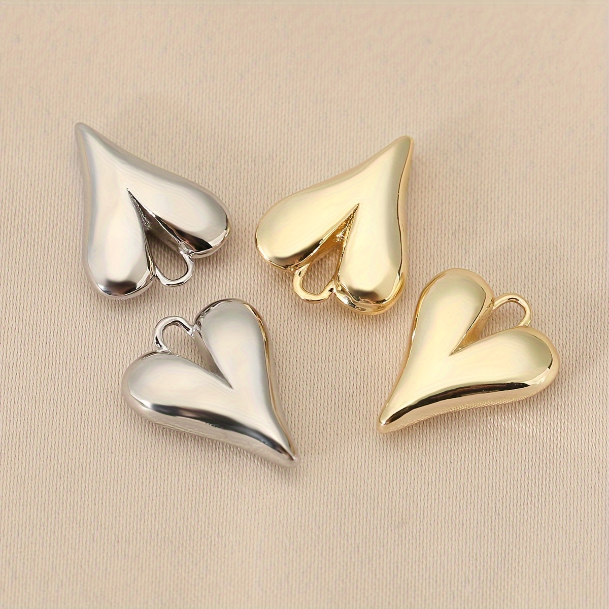 3pcs Copper Pendant Set, Solid Heart Shape Pendant