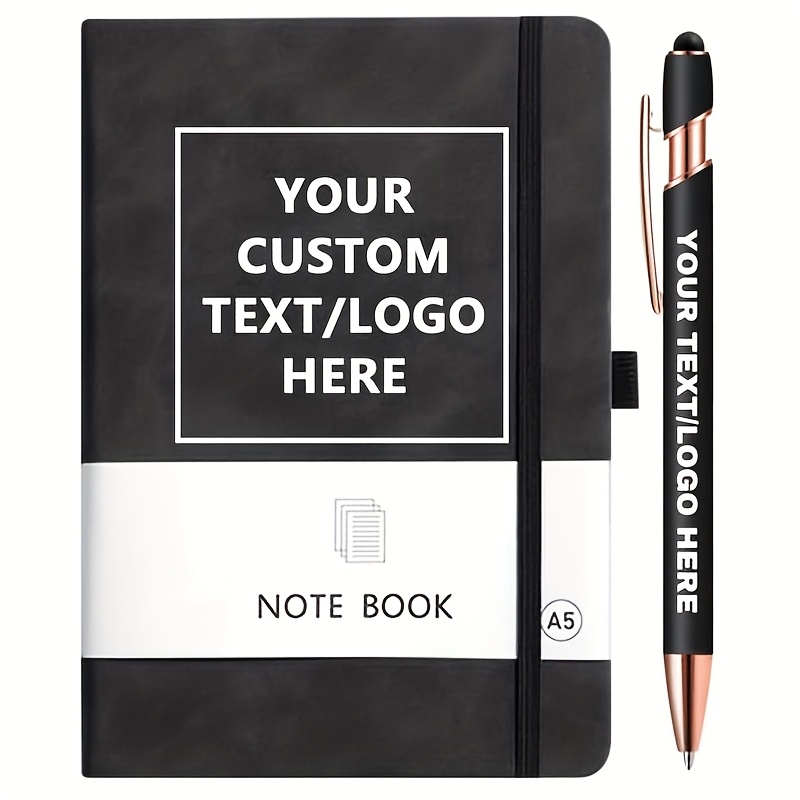 TEMU 1pc Personalized Notebook With Pen - Customizable A5 Journal Notebook For Writing Diaries, Ruled Notebook, Black Ink Ballpoint Pen, Perfect Gift