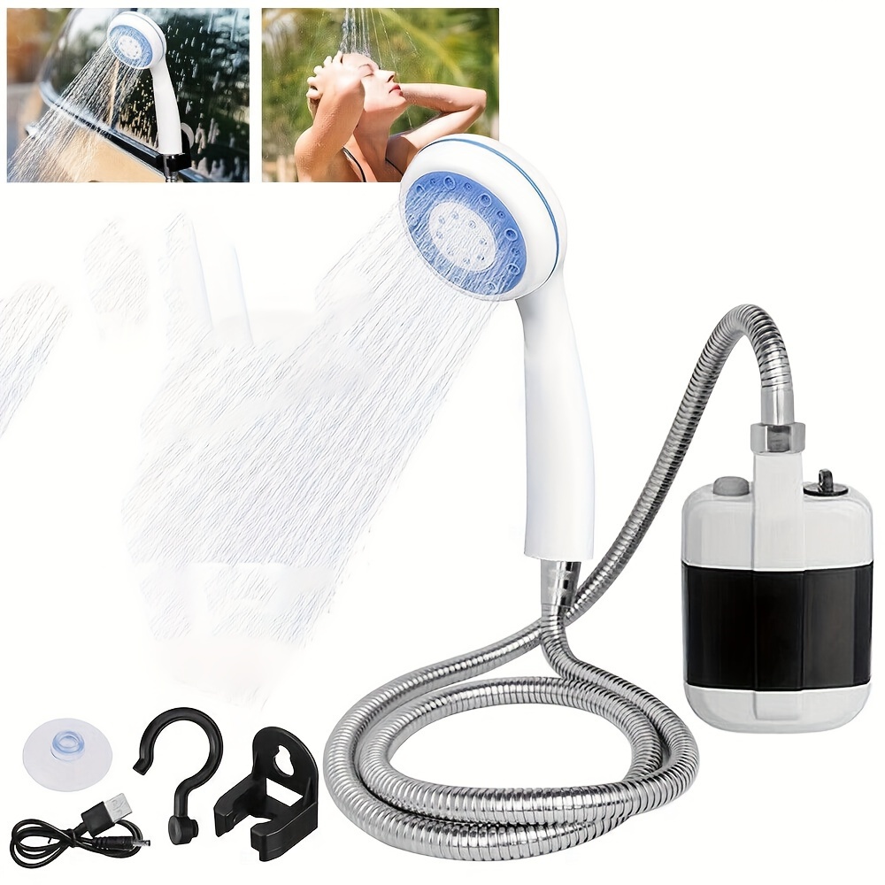 

Portable Camping Shower, Plug And Outdoor Camping Shower Head Kit, Fast For Hiking, Pet Bathing, Car Washing