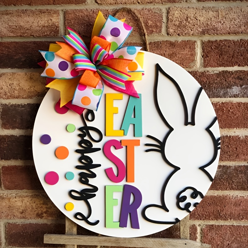 

Rustic Wooden Easter Bunny Door Hanger, 3d Front Door Sign, Porch Decor, No Power Needed, Easter Holiday Door Mount Decoration