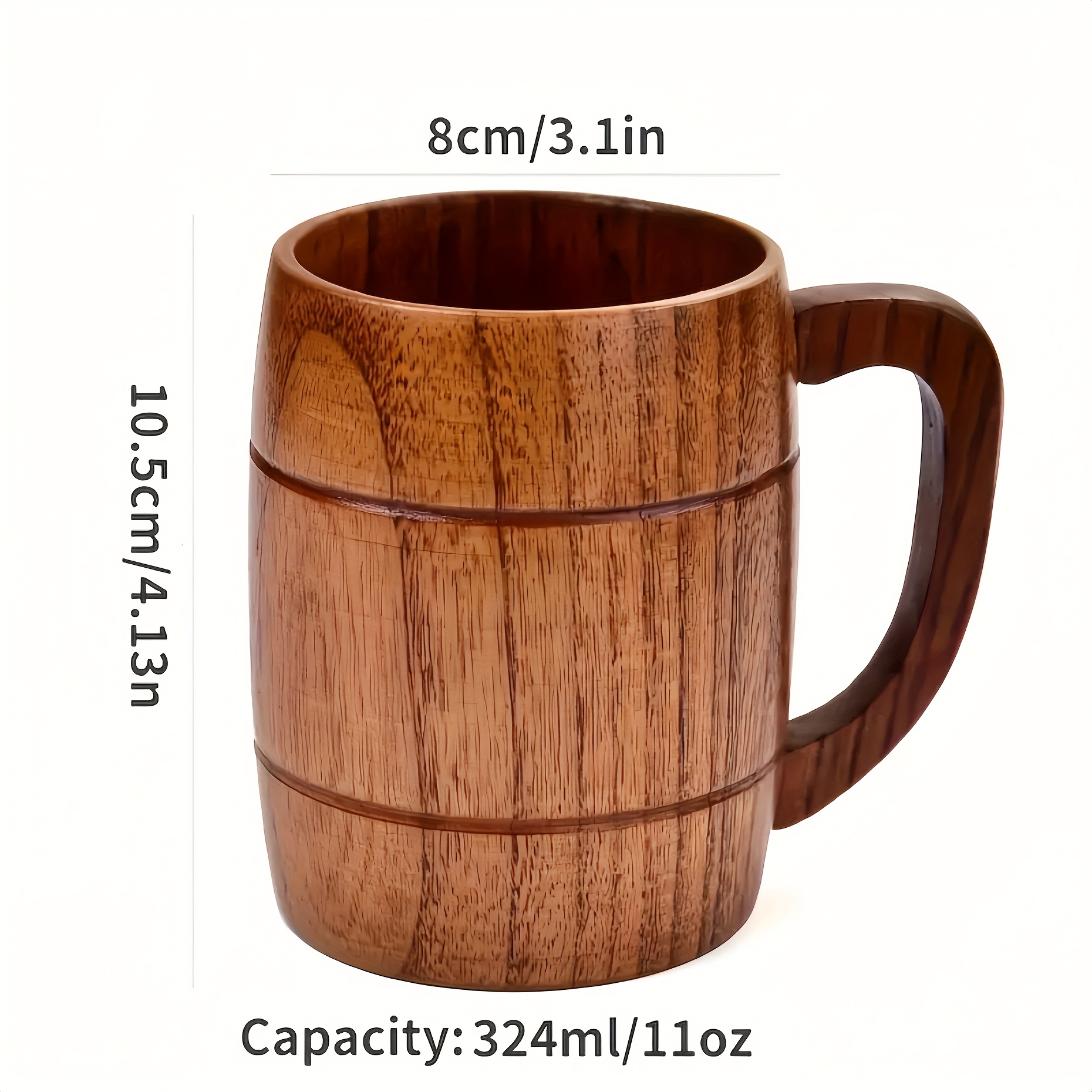 Handcrafted Wooden Cups, Solid Wood Vintage Wine Mugs, Beer Mugs, Tea Cups, Coffee Cups, Water Cups, Suitable For Family And Outdoor Activities, Ideal Handle Water Cups For Restaurants And Hotels