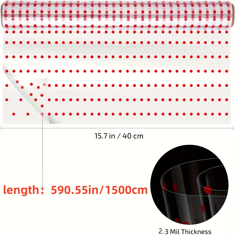 TEMU 1 Rotolo di Carta da Imballaggio in Vetro Larga 40 cm X 15 m, Design a Rossi, in Plastica Spessa 2.M, Adatta per Bouquet, Artigianato e Regali,