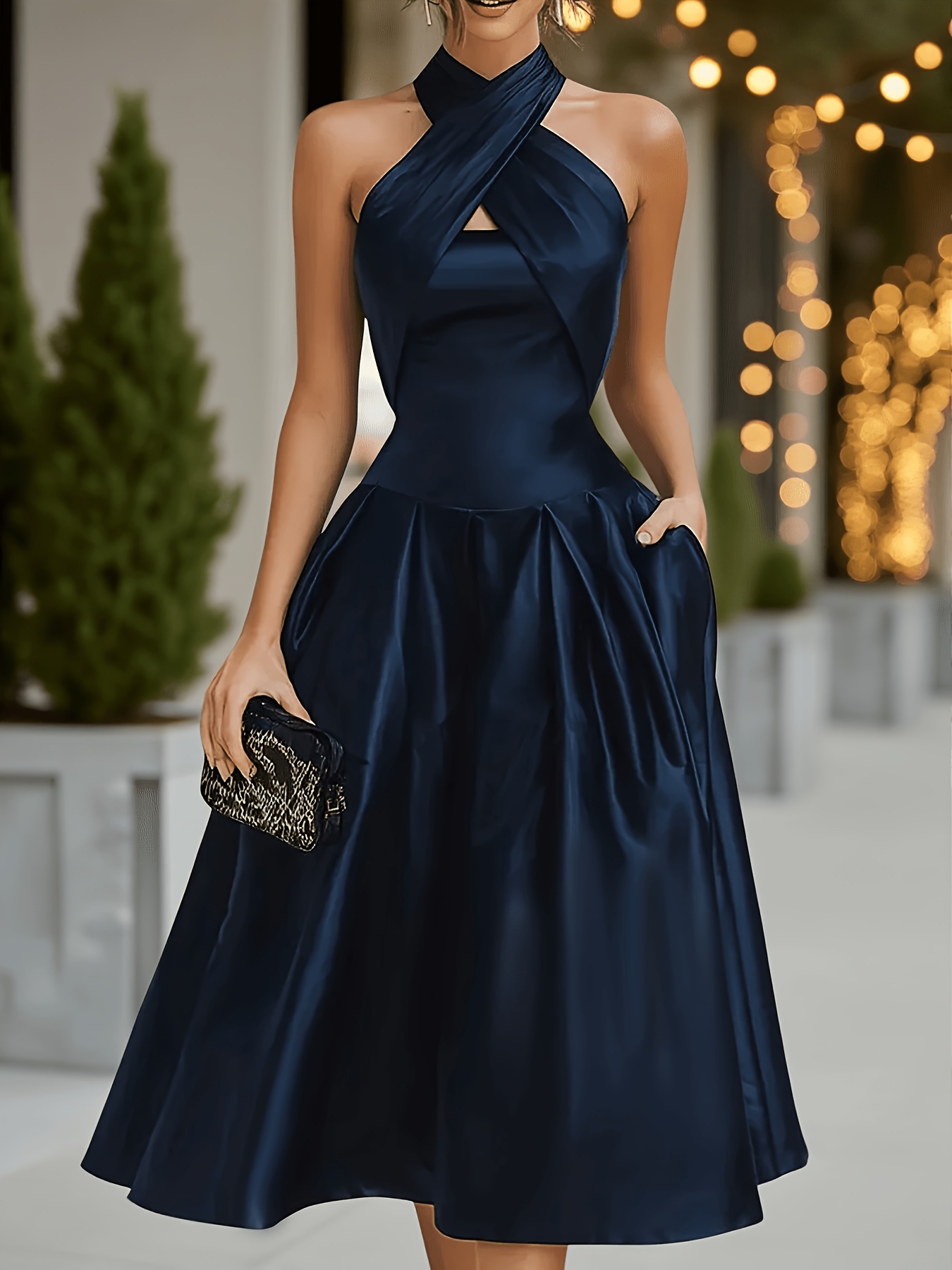 navy blue cocktail dress sold on Temu United States