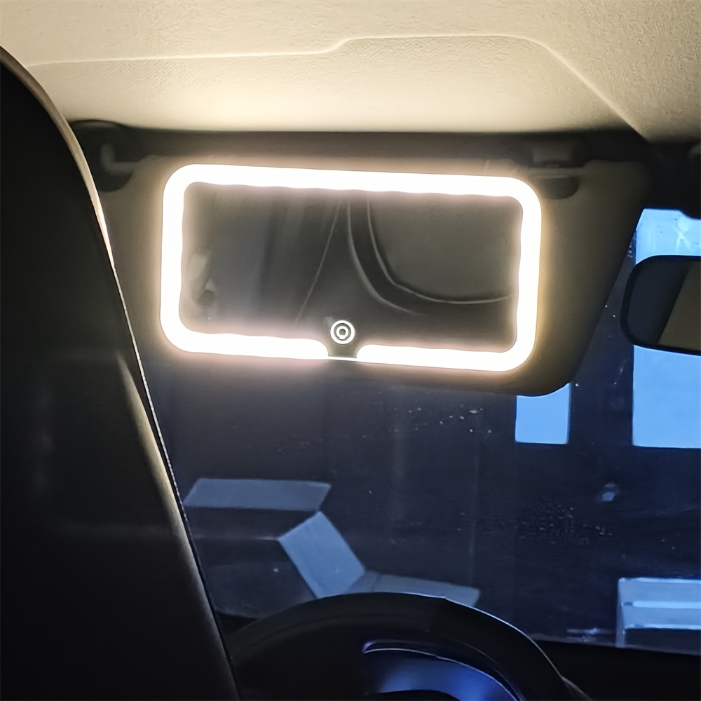 

Portable Car Mirror With Detachable Design - 3-color Lighting, , Usb Rechargeable Lithium Battery, Built-in Type-c Cable