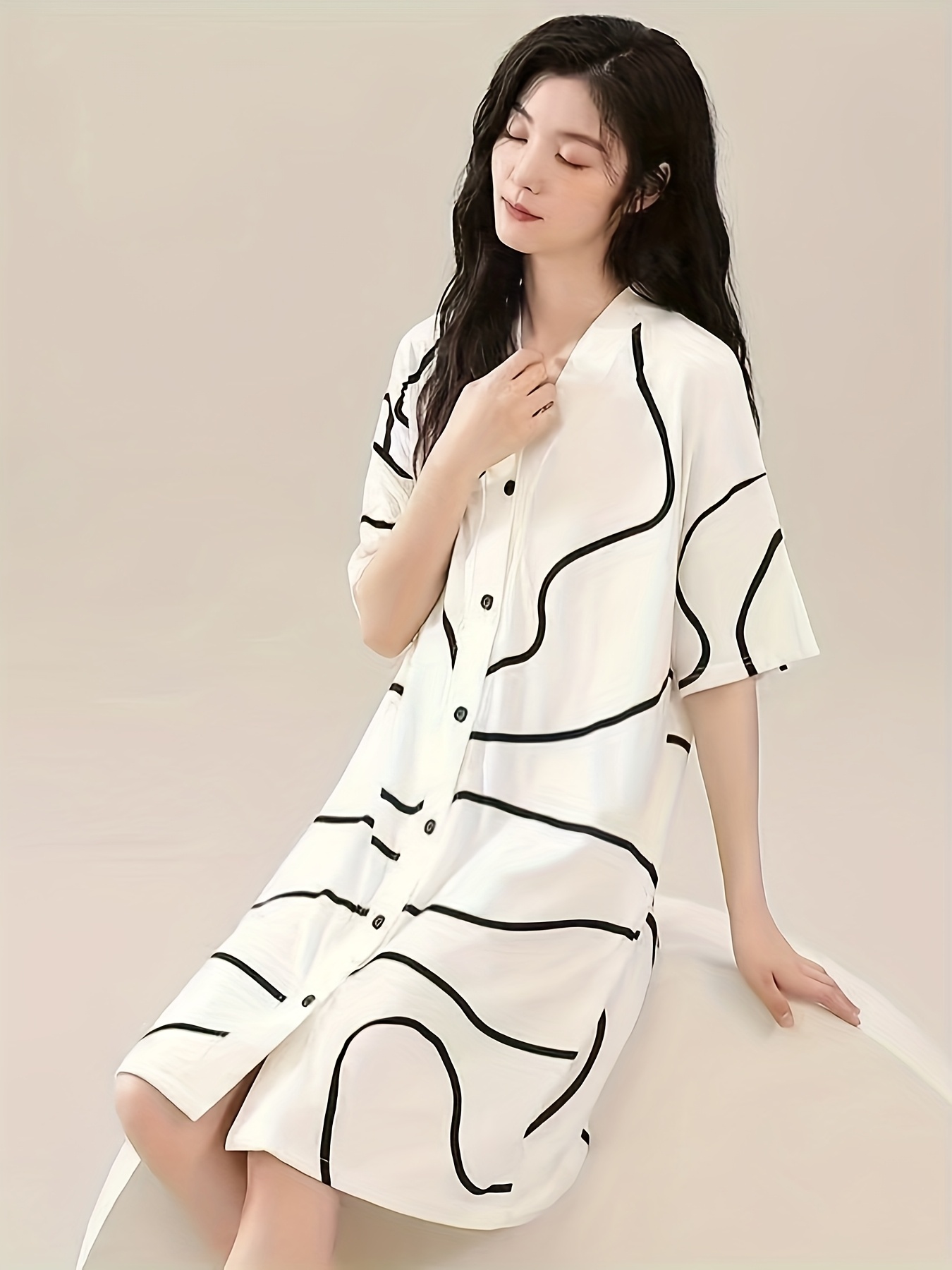 women's 100% cotton summer nightgown built in bra v neck Temu