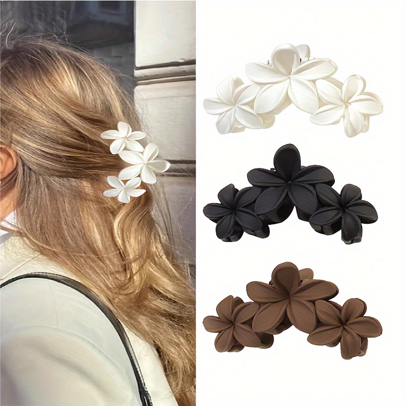 

Vintage Elegant Flower Hair Claw Clip, Acrylic Hollow Floral Design, Chic Updo Shark Clip Accessory, Single Piece Stylish Hair Grip For Women 14+ - Solid Color