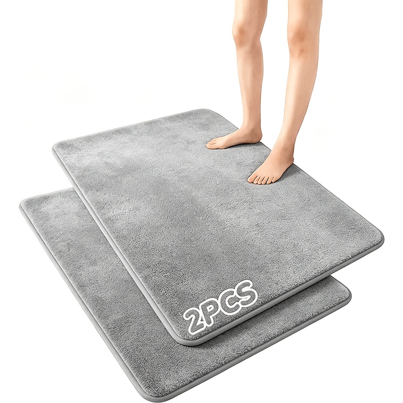 TEMU 2pcs Soft Sponge Bath Mat Set, Non-slip Absorbent Bathroom Foot Mats, Washable Thickened Rugs, Suitable For Bathroom , Bathroom Decor, Home