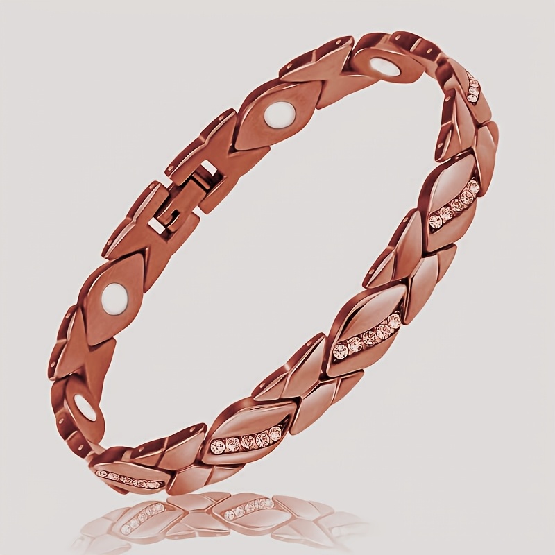TEMU Ladies' Pure Copper Bracelet, Super Strong Magnetic Bracelet, Equipped With 3500 Magnet, Jewelry, Valentine's Day And Christmas Gift, Includes