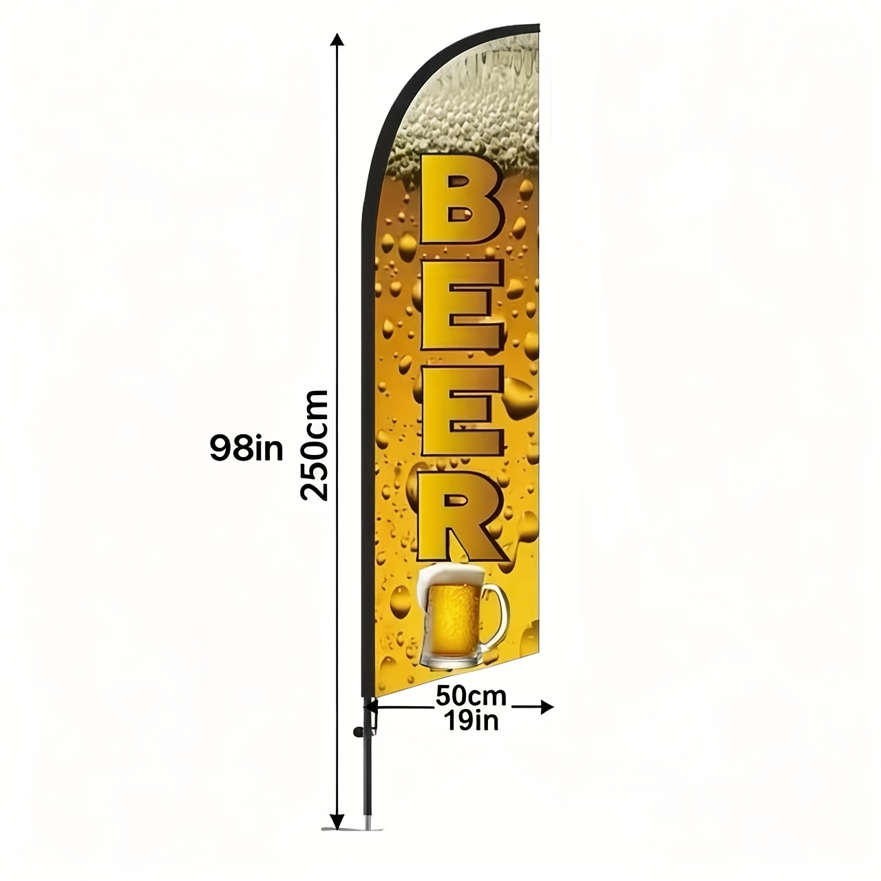 E-shop ., Bier Bar Federflagge, Werbeflagge, 198 cm hoch, Outdoor Strandflagge, Werbe Messer Flagge, einseitig bedruckter Polyesterstoff,