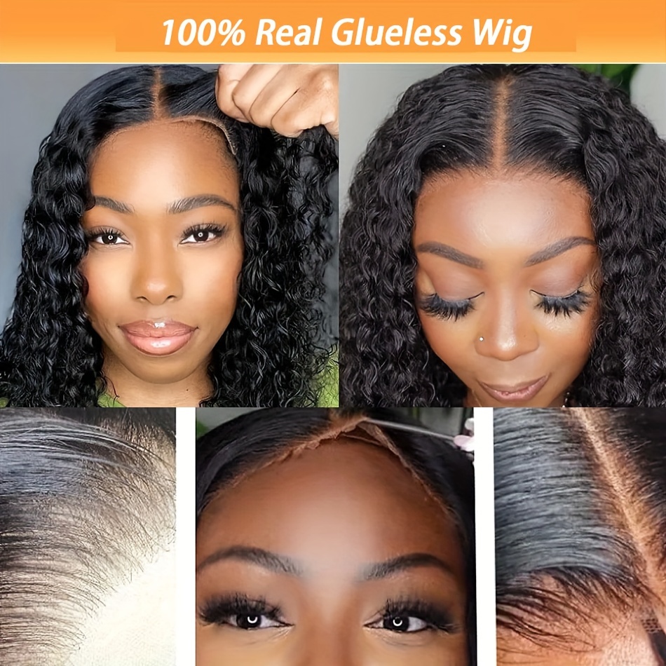  glueless deep wave bob wig 13x4 lace frontal human hair curly water wave style for women details 6