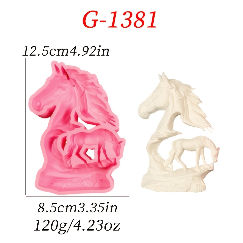 TEMU 1pc, Horse Head Running Horse Shape Candle Silicone Mold