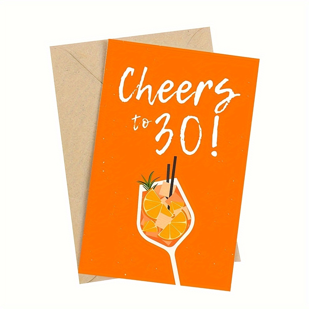 1pc, Birthday Card, 30th Birthday Card, Cheers To 30, Congratulations Card For The 30th, Birthday Gift Card -with Envelope