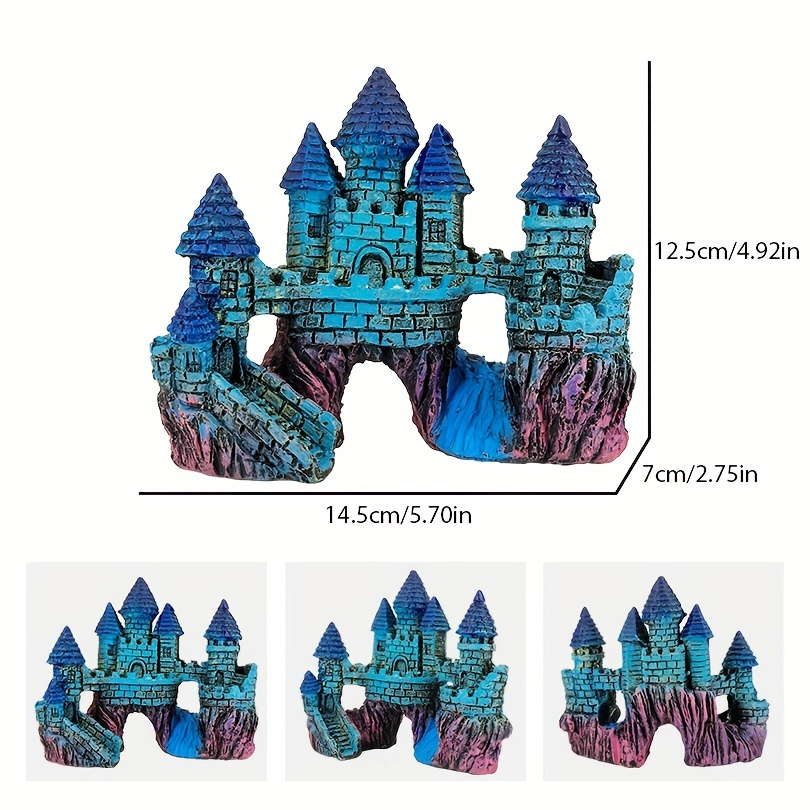 E-shop Bezauberndes Blaues Harzschloss Aquariumdekor - Vielseitig für Süß- und Salzwassertanks, Zufällige Farbauswahl