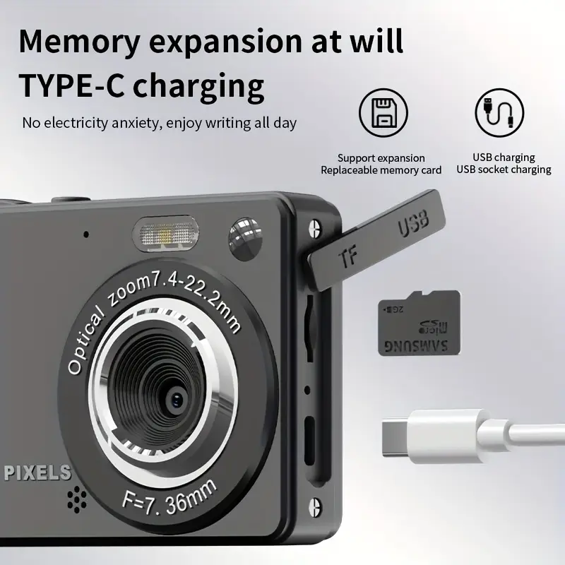 dual lens digital camera 2 4 large screen ccd sensor manual exposure 720p video personalized modes perfect gift details 3