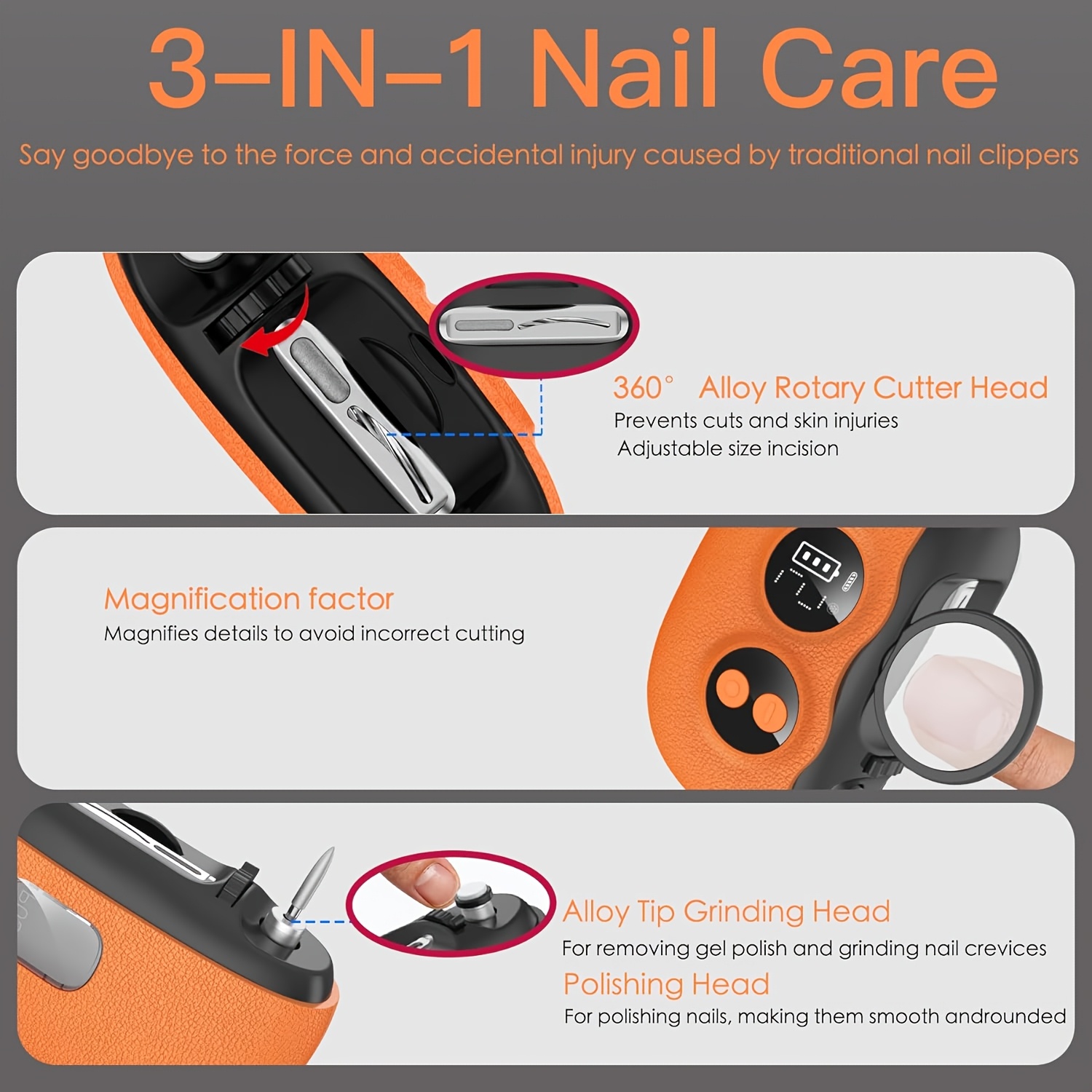 Leather Texture Electric Nail Clippers with Digital Screen
