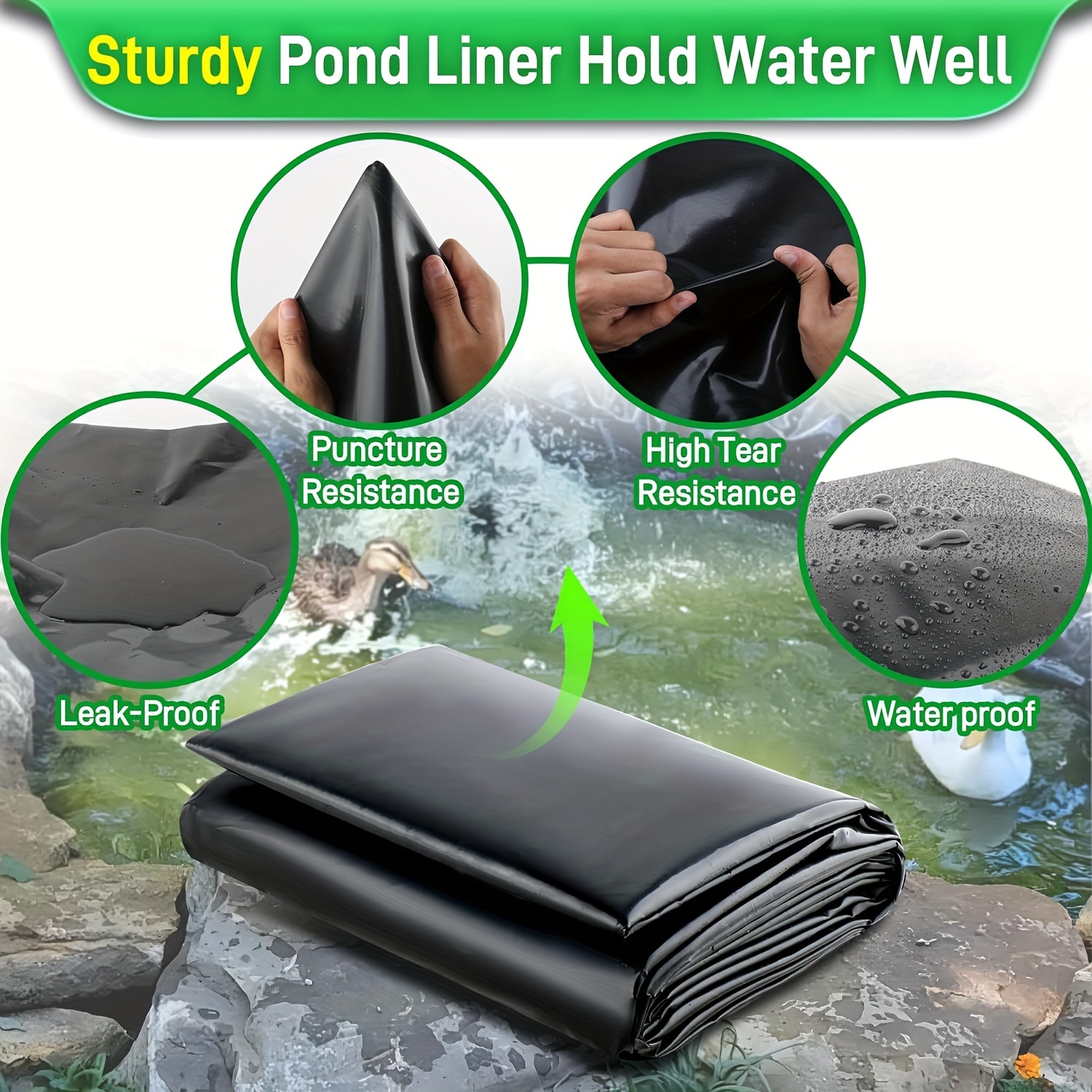 Reinforced Pond Liner For Outdoor , Structure Pond Liner For Fish, Duck, Garden Raised Bed And Pond, Thickness 20s