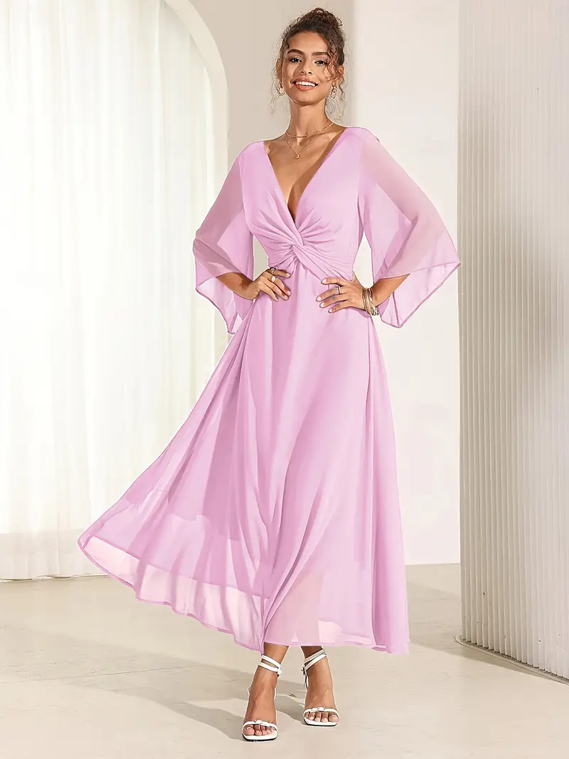 short sleeve wedding guest dress summer Ever-Pretty Chiffon Floral Applique Short Sleeve Tea-length Budget Bridesmaid Dress