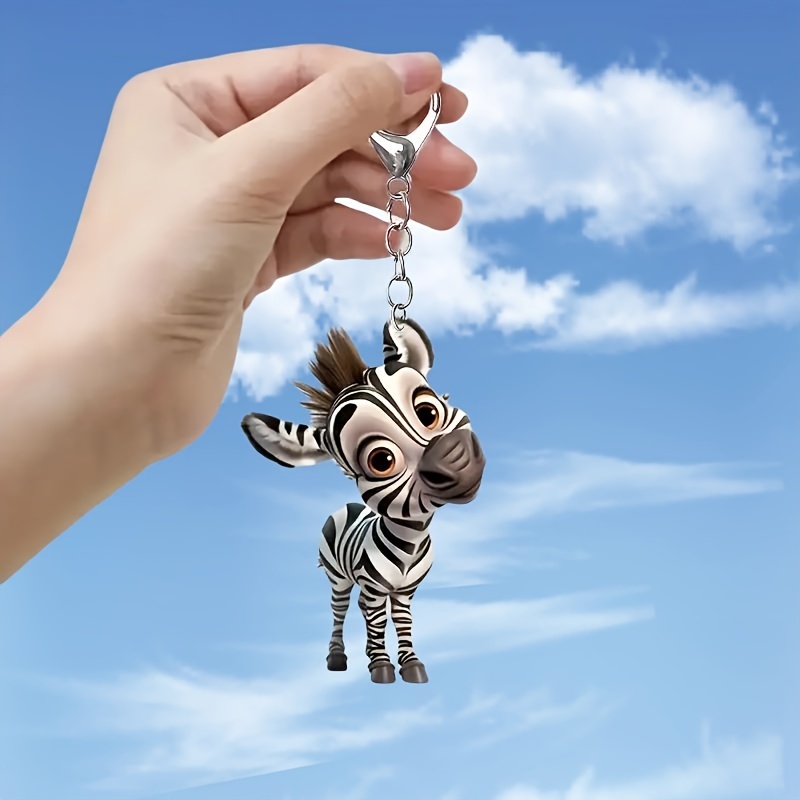 

Chic Zebra Acrylic Keychain - Cute Cartoon Animal Charm For Women's Bags & Backpacks | Ideal Gift For