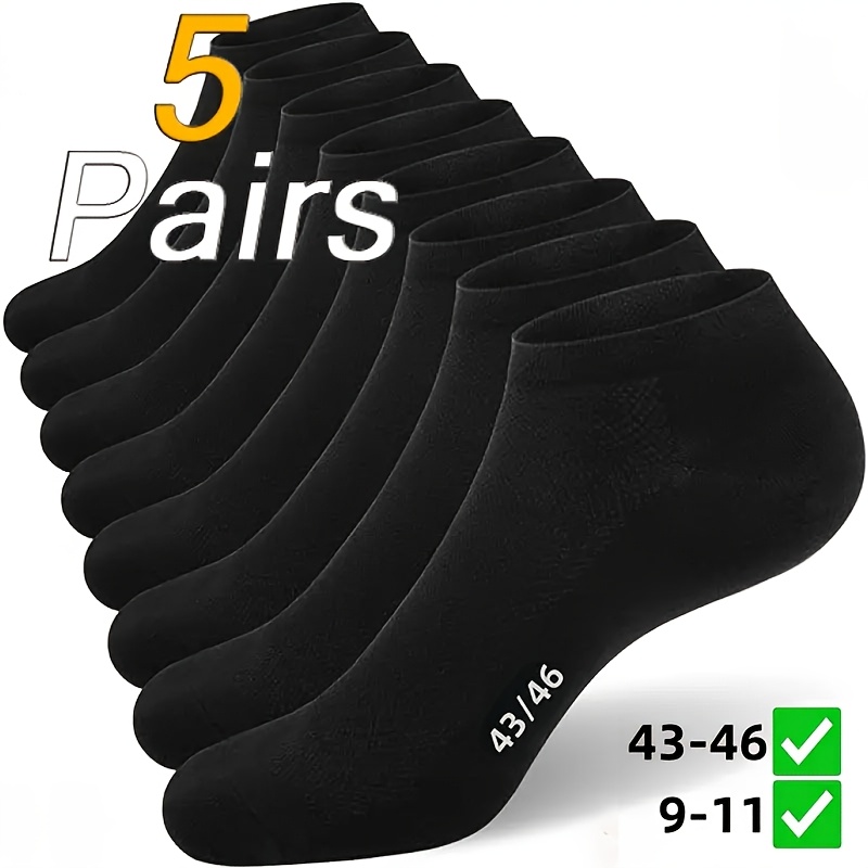 5/15 Paar Heren Maat 9-11 (US) 43-46 (EU) Zwarte Sokken Ademend Mesh,  Naadloos Polyester Mix Stijlvol voor Casual en Formele Kleding,
