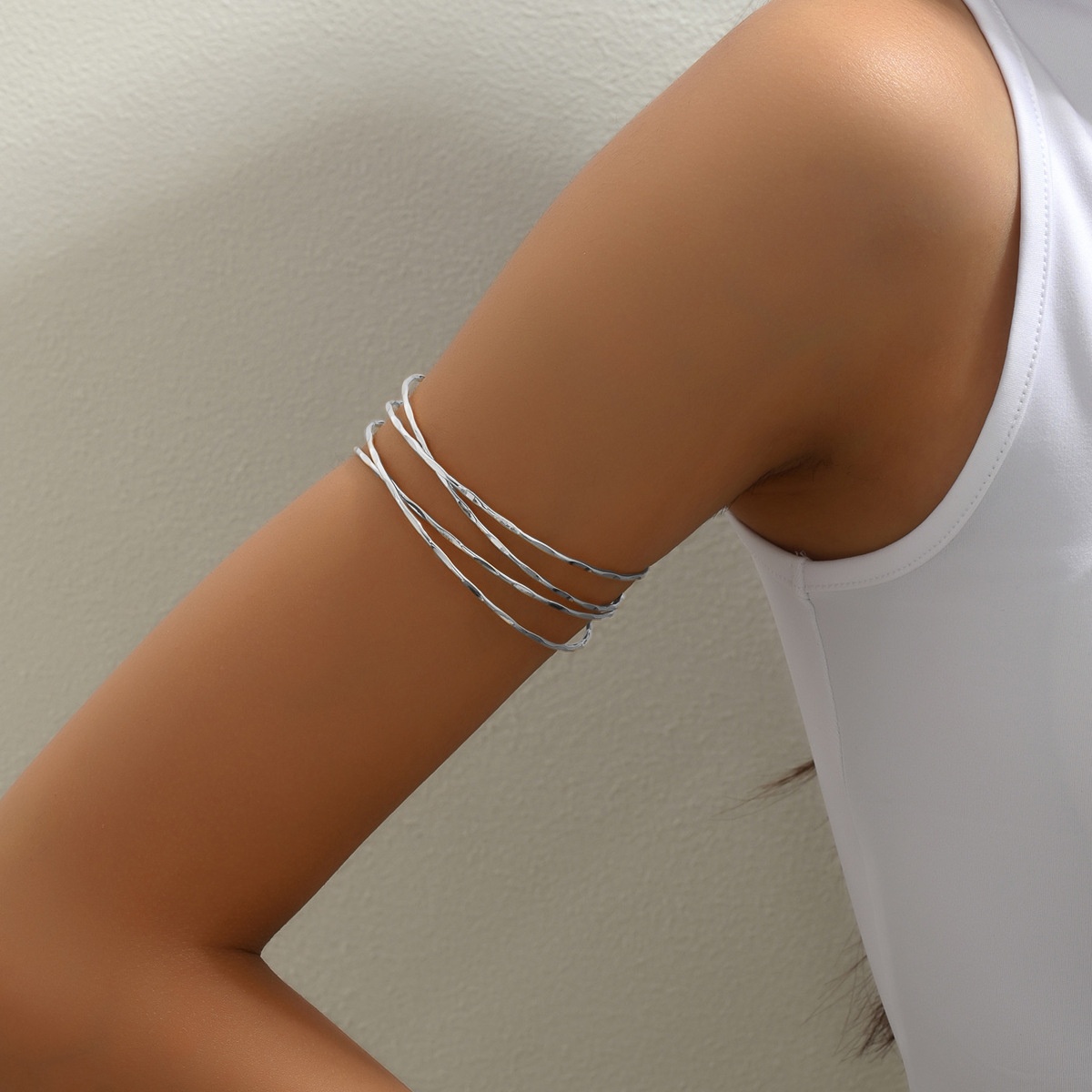 Image of Western New Hollow Cross Armband Women's Vacation Arm Ring Adjustable Opening 3d Easy Light Jewelry