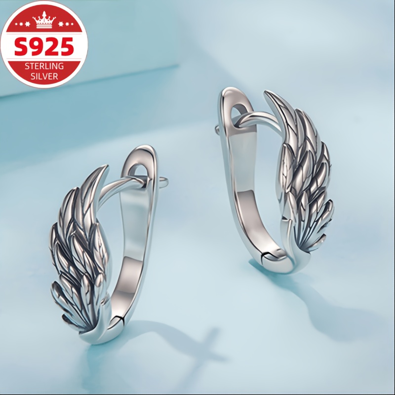 Image of S925 Sterling Silvery Women's Earrings, Latest Style, Wing-shaped Earrings, Niche Fashion, Suitable For Daily Wear And Holidays, Christmas, New Year's Day, Valentine's Day, For Gifts