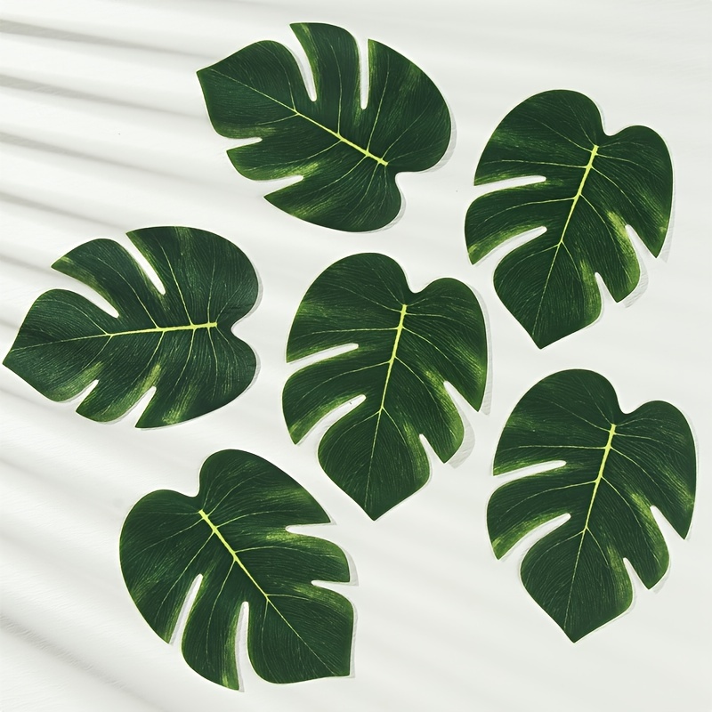 

24pcs Artificial Palm Leaves - Plastic Tropical Turtle Leaf For Summer Reunion, Hawaiian Jungle Beach Theme Party, Wedding & Birthday Table Decorations - All-season Greenery Tabletop Display