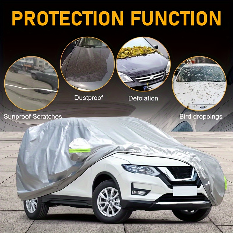 

Car Cover Sun Protection Uv Dust Protection Cover Suitable For Cars, Pick, Suv And Hatchback Reflective Strip Car Cover, Car Protection Cover, Silvery Outdoor Car Cover