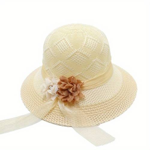 womens derby hats large flower sun hats 2025 organza flower bucket hats ladies elegant outfits for tea party date holiday dress accessories