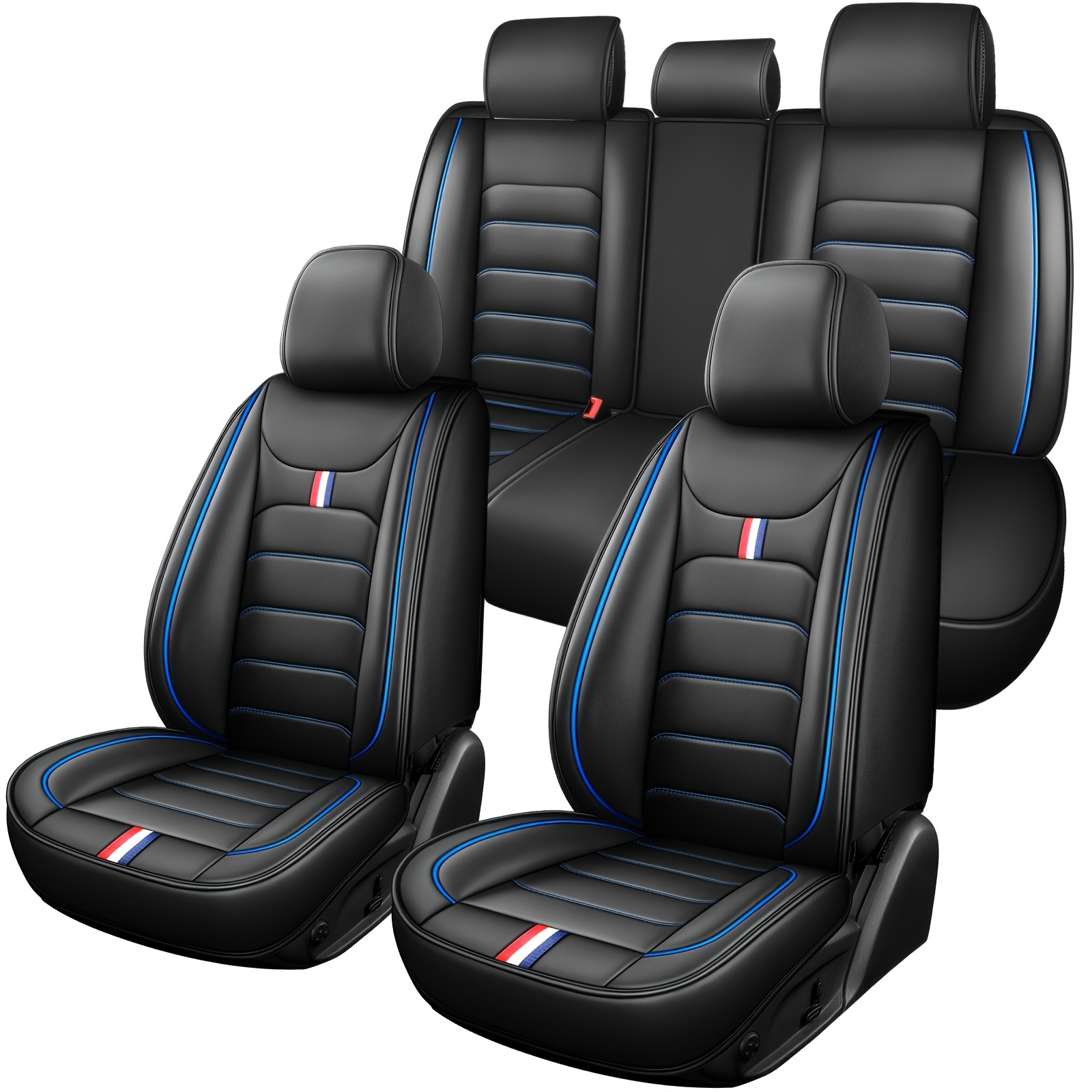 TEMU 5-seat Full-car Wrap Pu Leather Seat Covers, Soft And Comfortable, High-end Universal Four-season Car Seat Covers