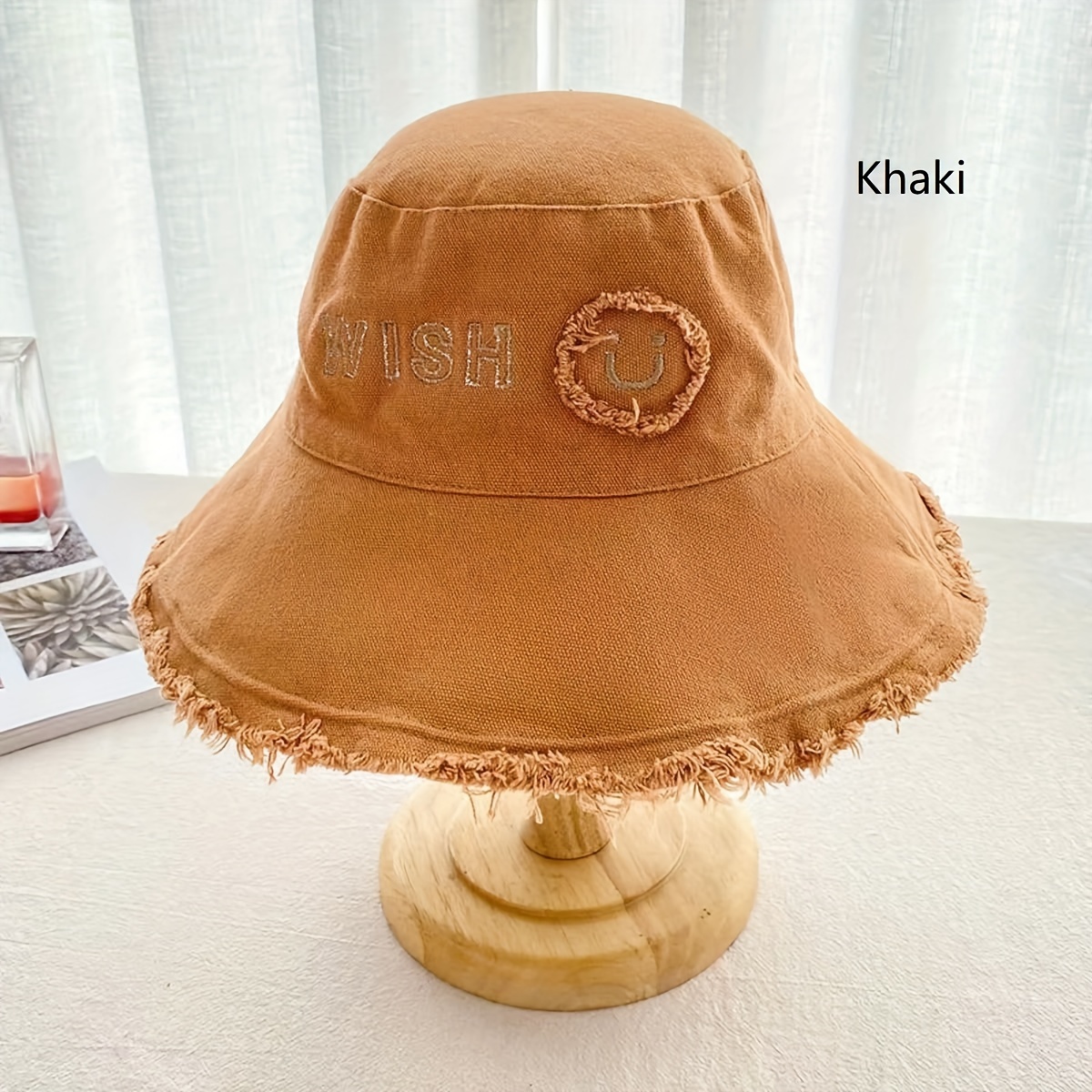 

Wide Brim Raw Hem Bucket Hat Classic Solid Color Summer Sun Hats Lightweight Uv Protection Travel Beach Hats For Women Daily Uses