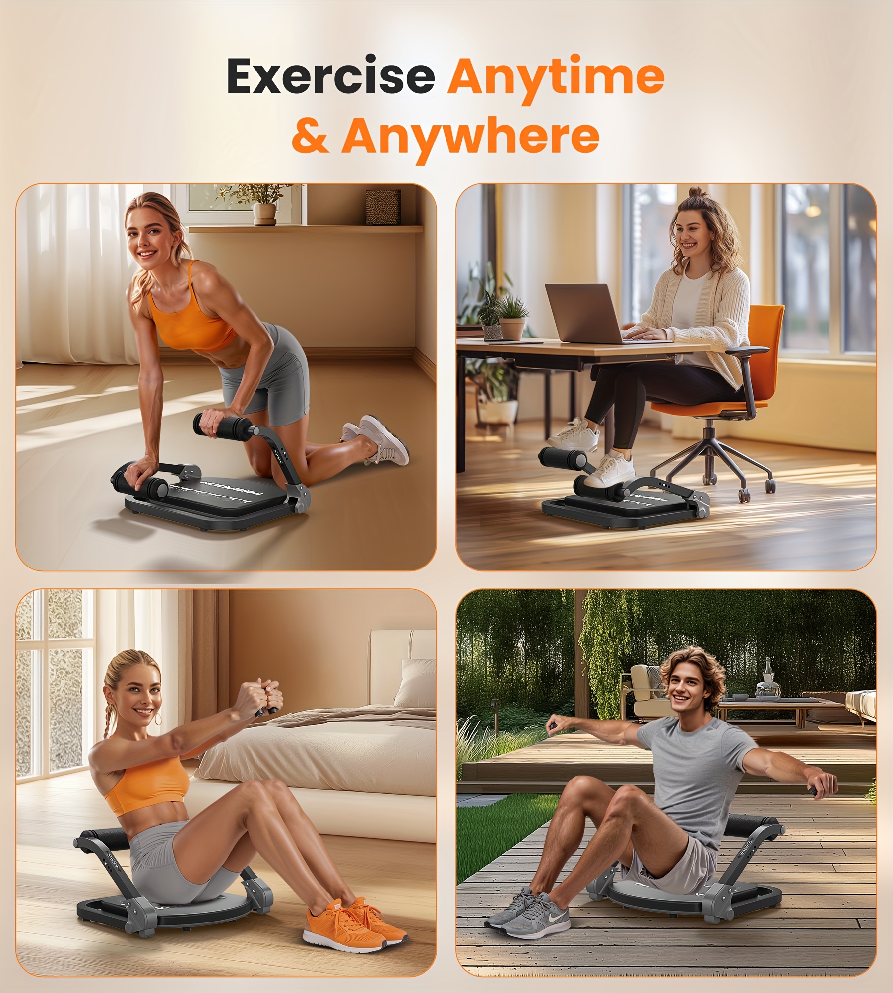 SRIFY Multi-Functional Ab Trainer Machine | Adjustable Resistance Levels for Core Workouts & Strength Training | Compact Design for Home Use | Durable Iron Frame with Comfort Grip Handles | Non-Electric, Ideal for Muscle Toning | Sleek Gray/Black with Red Accents, Gym Accessories, YOSUDA