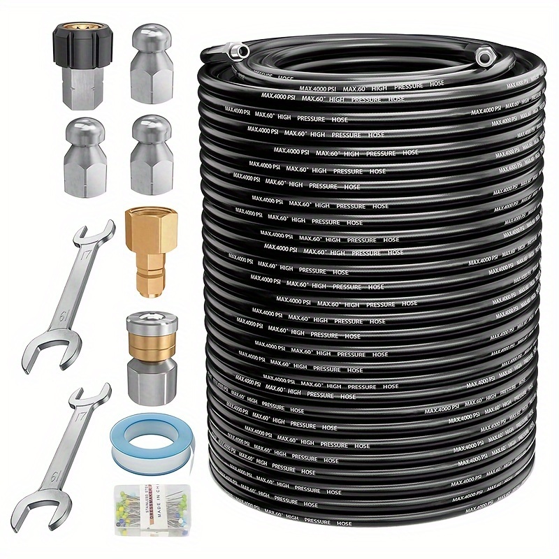 

Sewer Kit 150ft For Pressure Washer 4000psi Drain Cleaning Kit With Button Nose 1/4 Inch Npt Rotating Sewer Jet Nozzle Waterproof Tape Pearl Corsage Pin