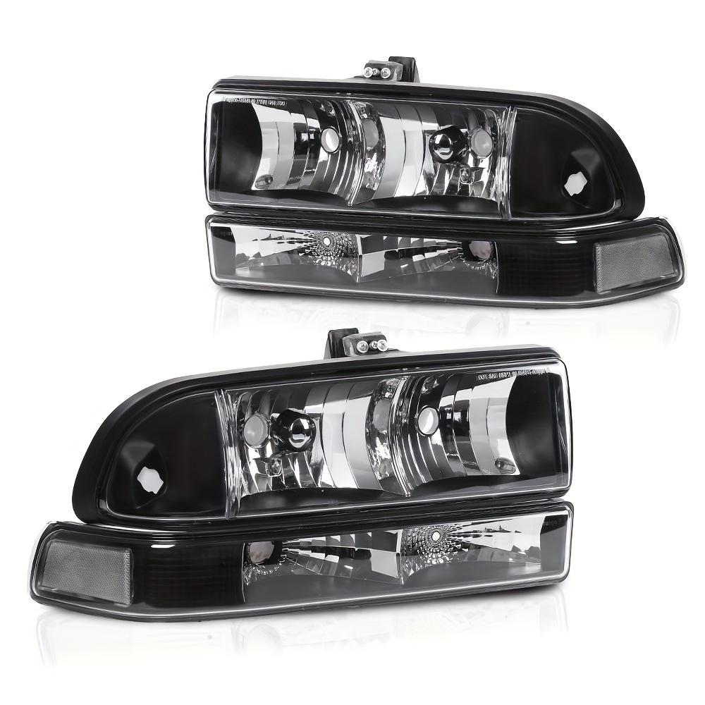 TEMU For Blazer 1998-2005 & S10 Pickup 1998-2004 Clear Corner Bumper Turn Signal Lights - Black Housing, No Bulbs Included, Plug-and-play Installation, For Halogen Headlight Models
