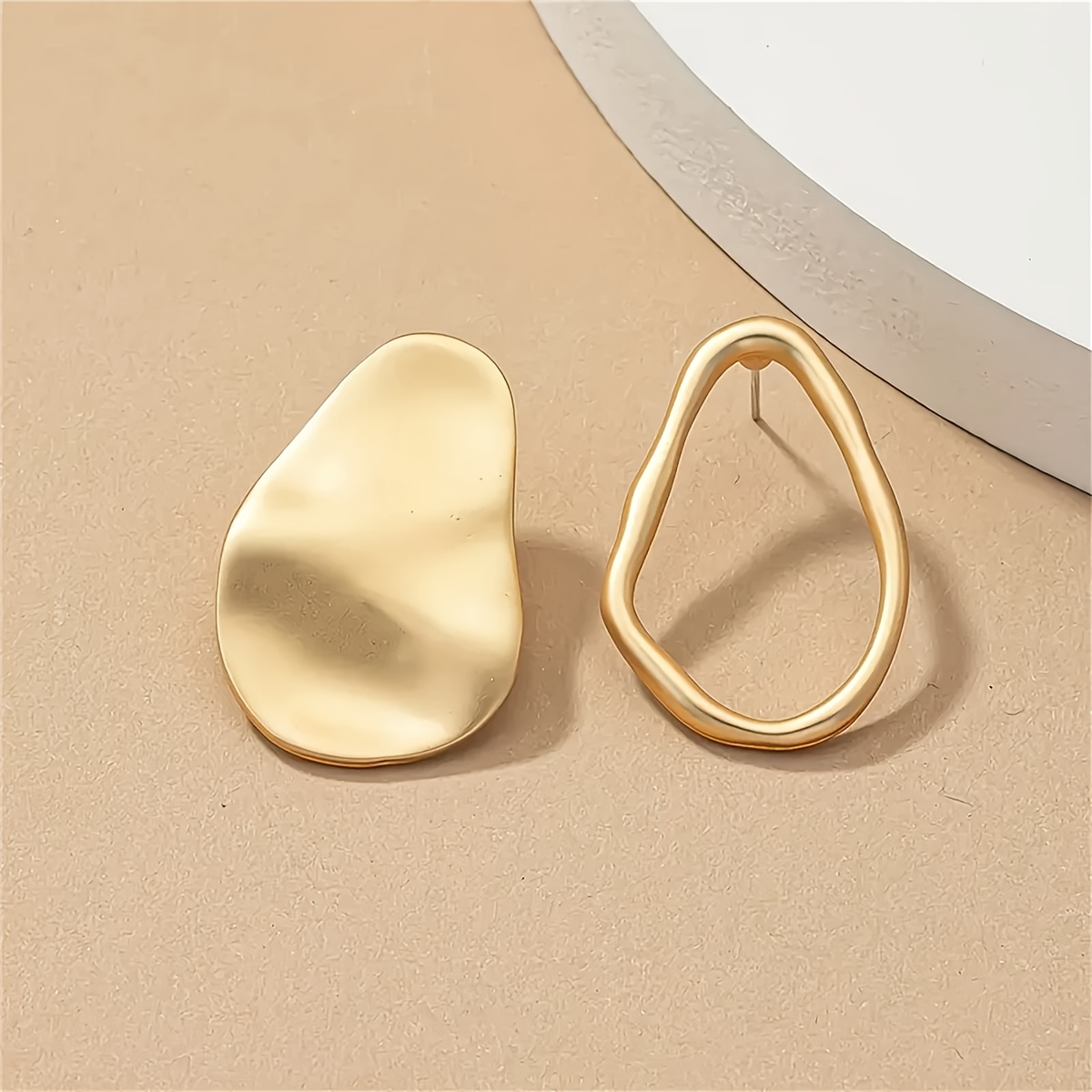 Image of 1 Pair Bohemian Style Minimalist Asymmetrical Geometric Earrings, Elegant Temperament, Very Suitable For Women' Vacation Wear