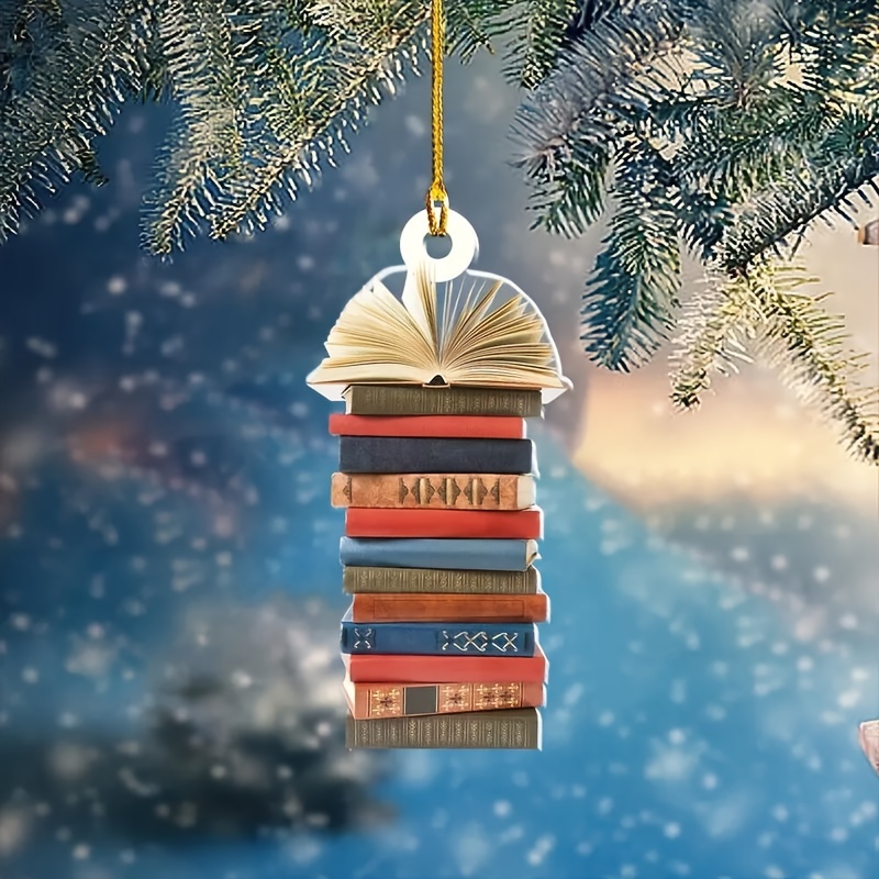 

Acrylic Book-themed Christmas Tree Ornament - Hanging Decor For Home, Car Mirror & More - Back To School & Graduation Gifts, Christmas Home Decor, Best For Christmas, Thanksgiving