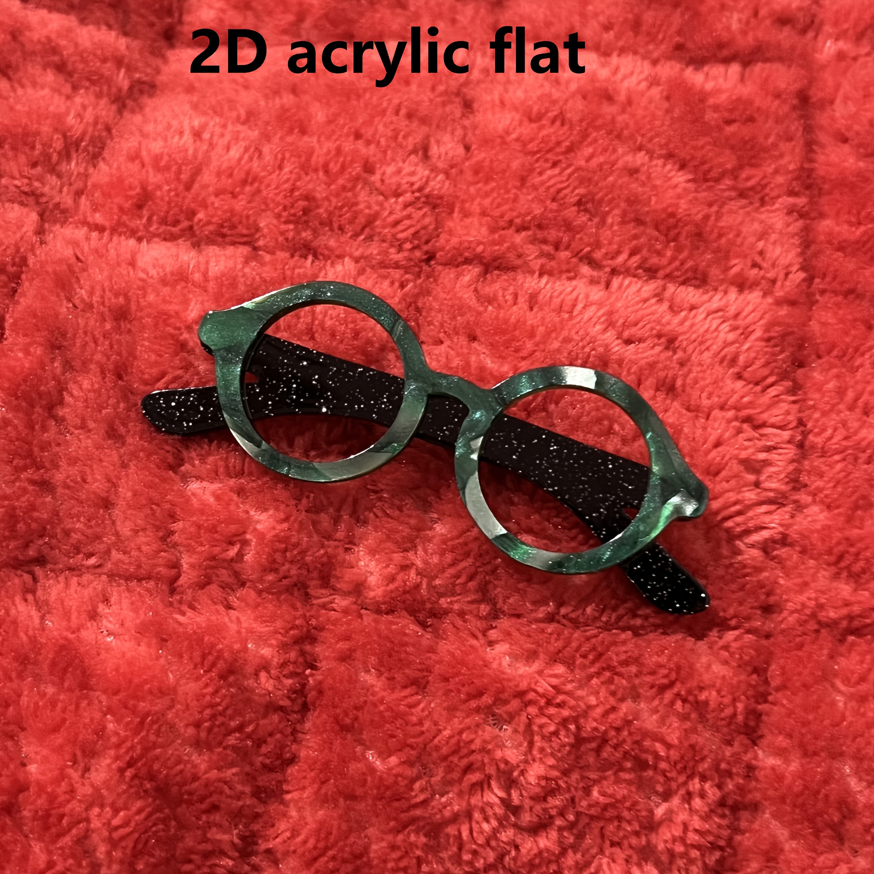 TEMU [2d Flat] [2d Flat] 1pc Creative Glasses-shaped Acrylic Brooch (hand-stitched Color Pattern Position Is Random)