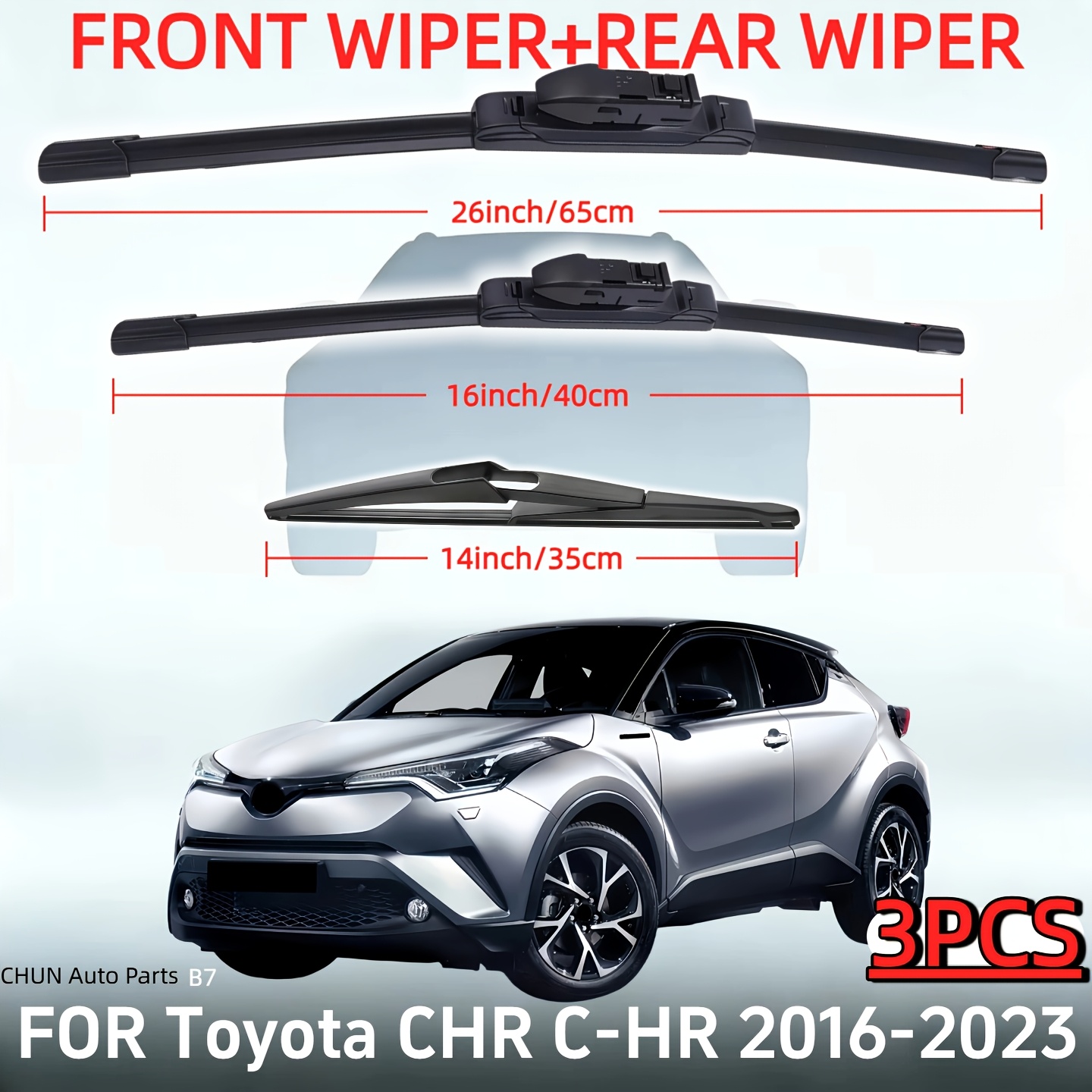 Primerno za Toyota CHR C-HR 2016 2018 2019 2020 2021 2022 2023 - Nadomestne brisalce vetrobranskega stekla - 26-palčni + 16-palčni + 14-palčni -