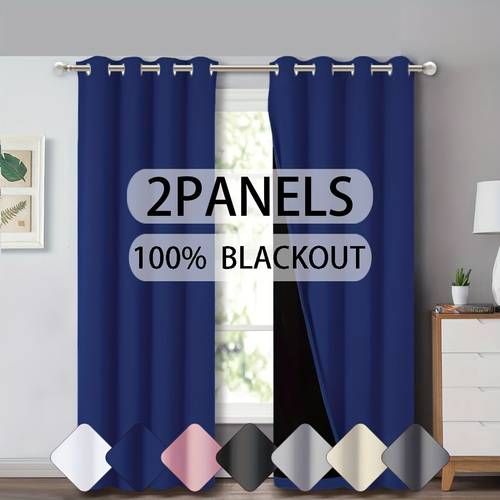 2 pack 100 blackout laminated curtains thermal insulated blackout curtains with grommet holes for hanging suitable for all rooms