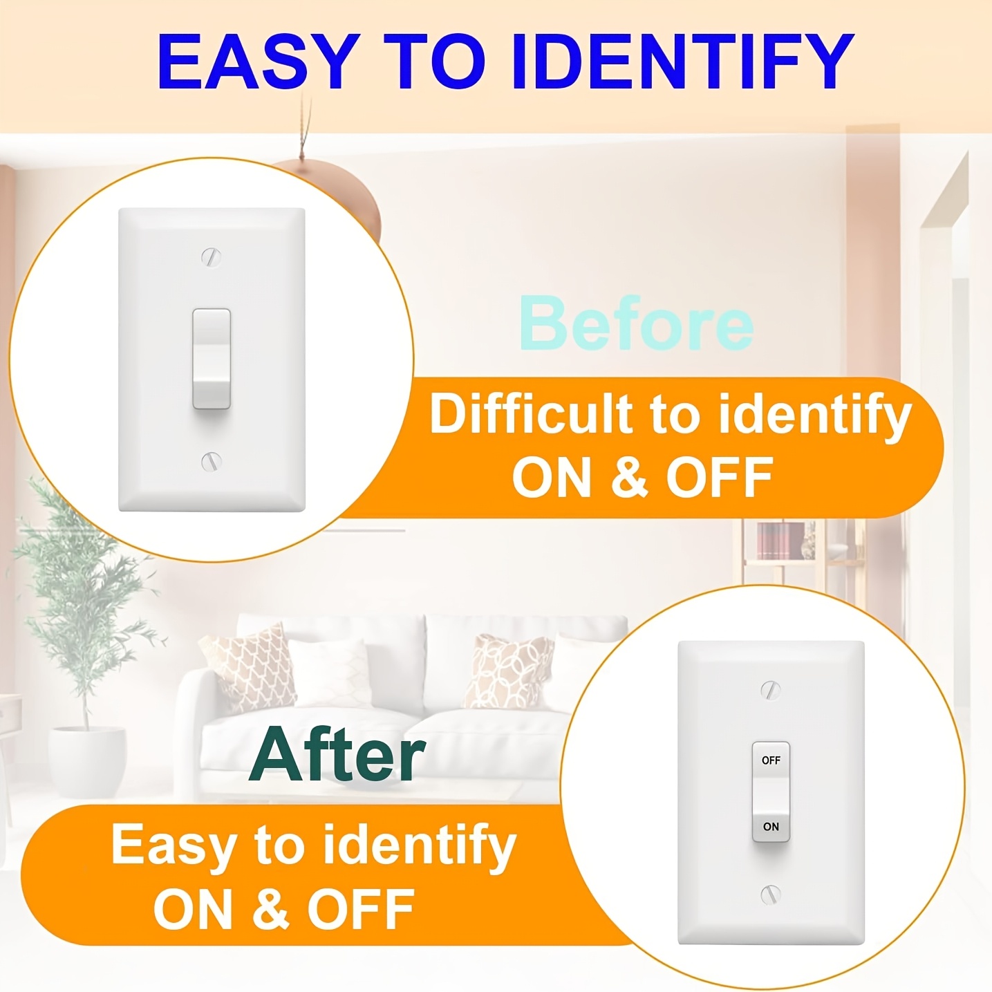 100pcs Self-Adhesive Switch Labels Set for Home Identification
