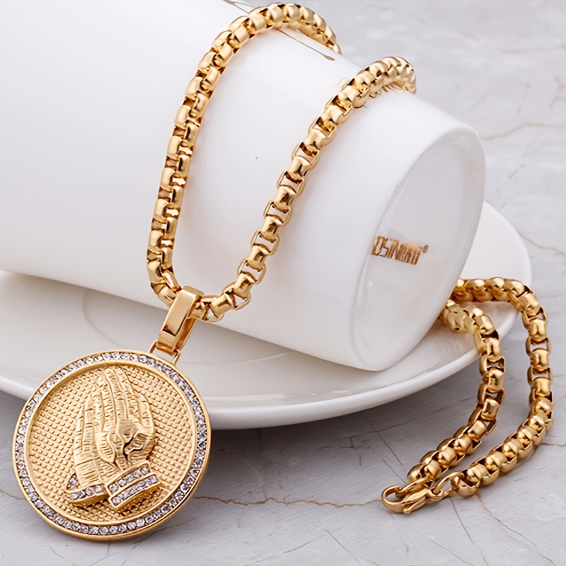 Image of Trendy 316l Stainless Steel Round Pendant Necklace Hiphop Men's Hip Hop Hand Jewelry