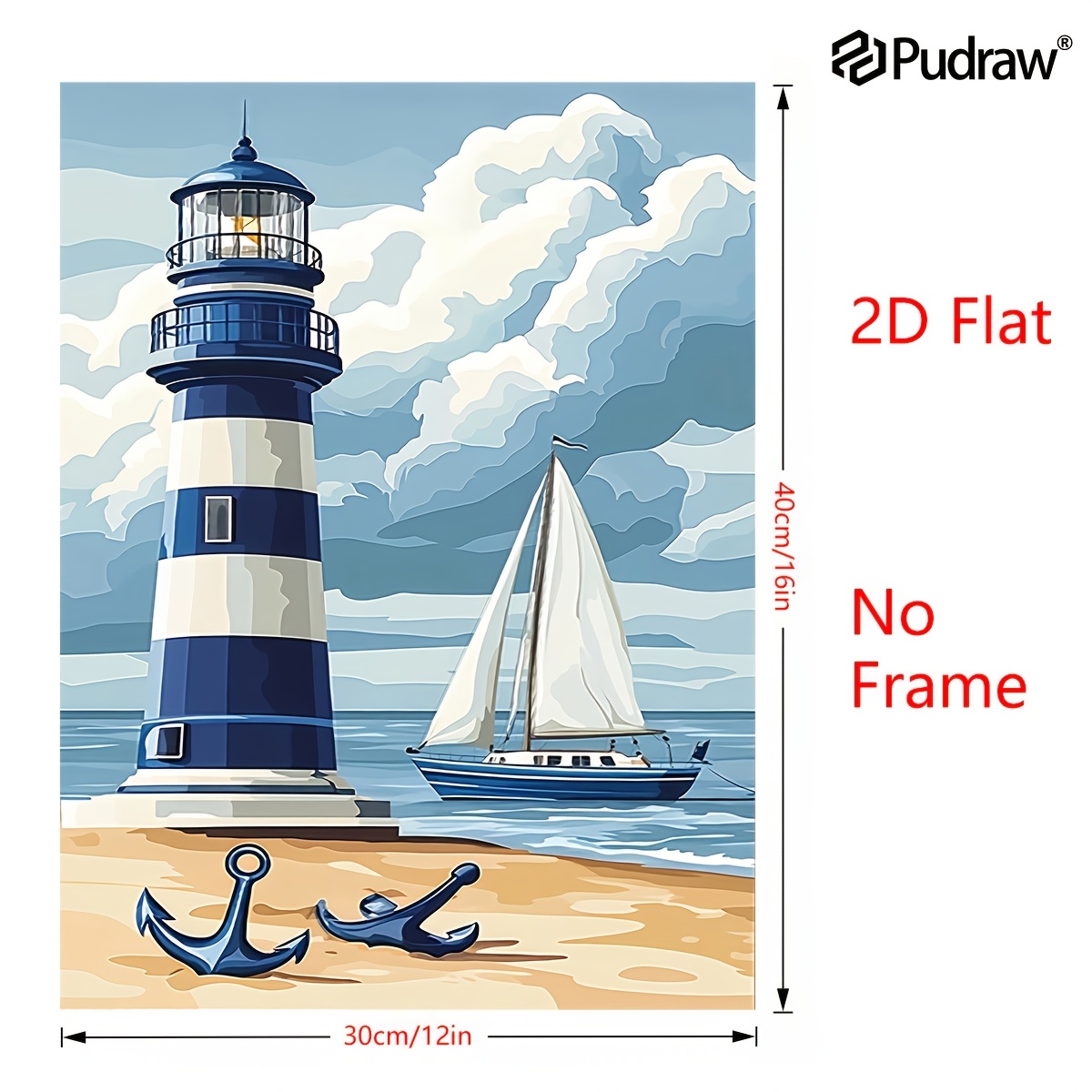 TEMU Pintura decorativa 2D, 2D , 2D con de azul y , , de playa, sin , en y póster, para colgar, decoración del hogar, de pared, decoración de la