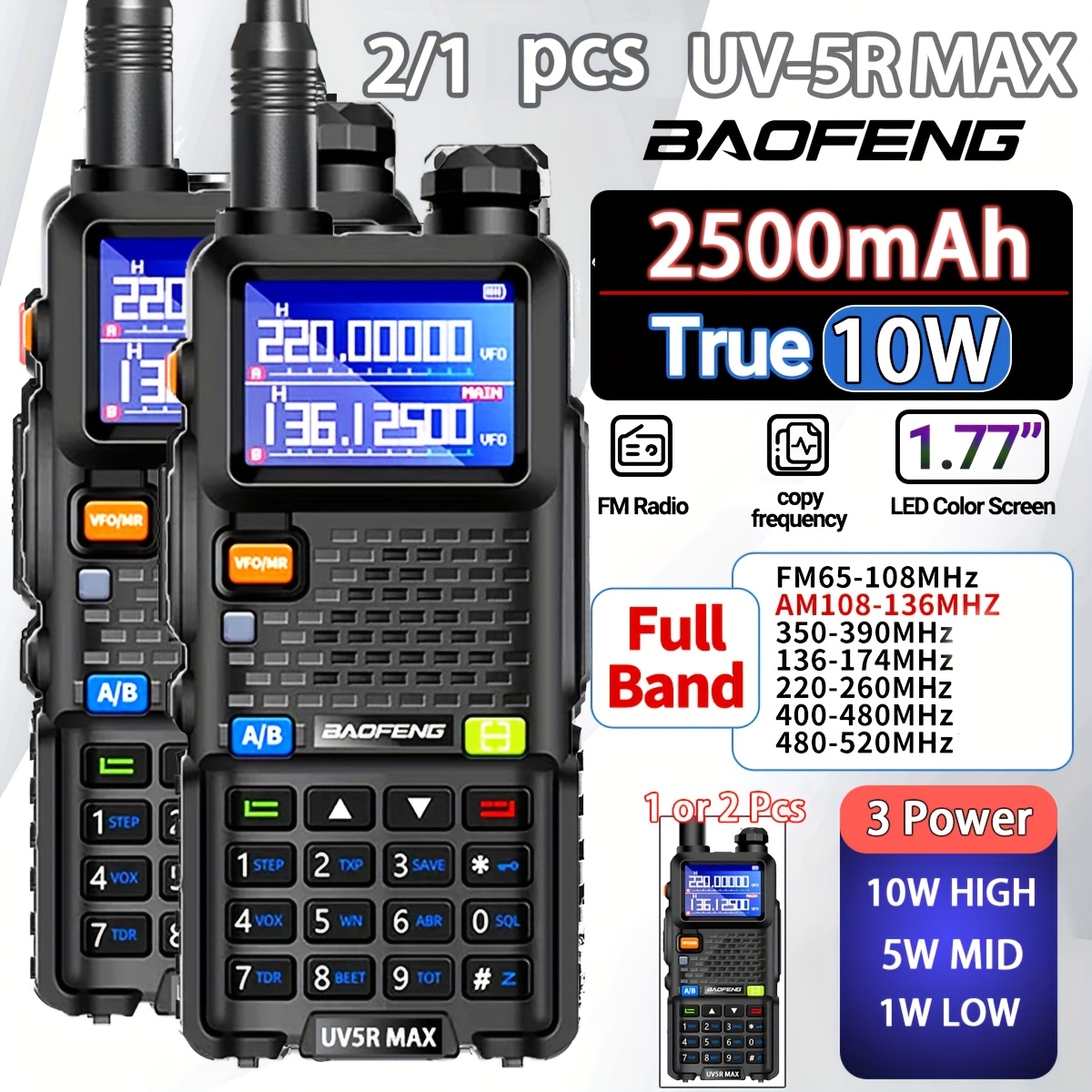 latest model of the uv 5rm walkie talkie   in single or   with 10w power and 6   version for 2024 0