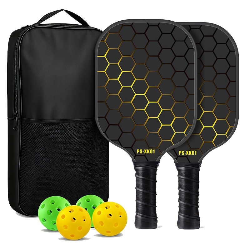 TEMU Juego de Raquetas de Pickleball de Fibra de Vidrio T700, 2 Raquetas y 4 Pelotas - Kit Profesional/Principiante/Pro de Resistencia, Equipo